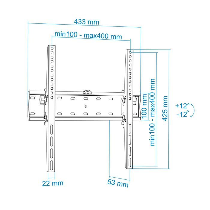 Suporte de parede p/ TV, 32 a 55",  inclinável, NOVO, inclui parafusos