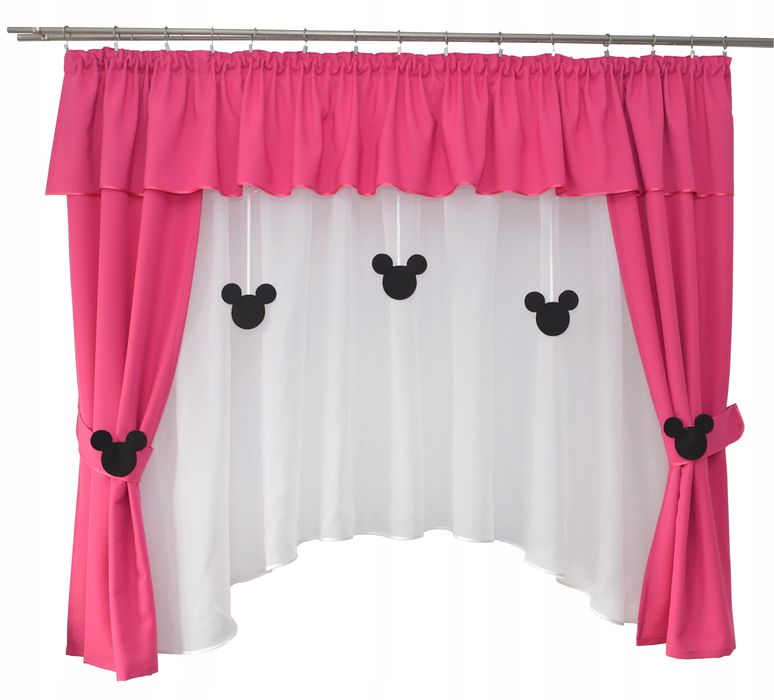 Firanka Dziecięca Komplet Myszka 3 Zasłony Zawiesz