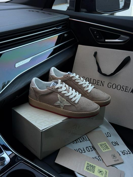 Повний комплект! Жіночі кросівки Golden Goose Suede Ball Star Sneakers Beige голден гус бежеві