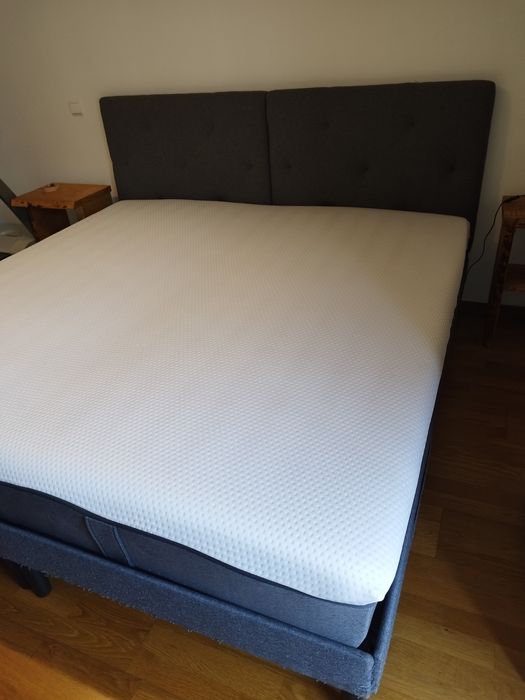 Cama Casal, colchão e capa protetora Emma2m/2m cinza