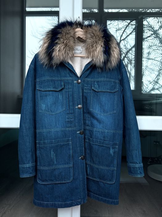 Джинсова парка MaxMara з хутром песця