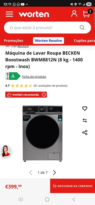 Máquina Lavar 8Kg Nova