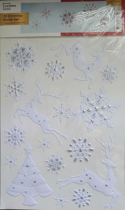 Zestaw Naklejek 3D Świątecznych – Renifery, Choinka, Śnieżynki