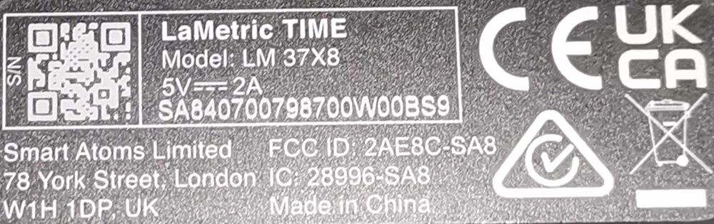Lametric TIME LM 37X8 Zegar Stacja Pogody Radio Nowy
