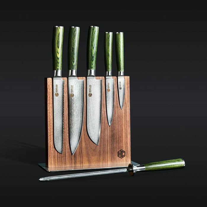 Преміум набір кухонних ножів  Hexclad Damascus Steel Knife Set, 7-pc