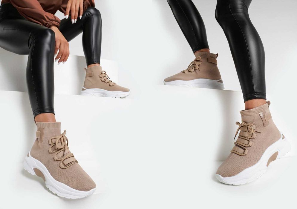 Skarpetkowe Buty Damskie Adidasy Sneakersy Nelly2 beige 39 WYSYŁKA 24H