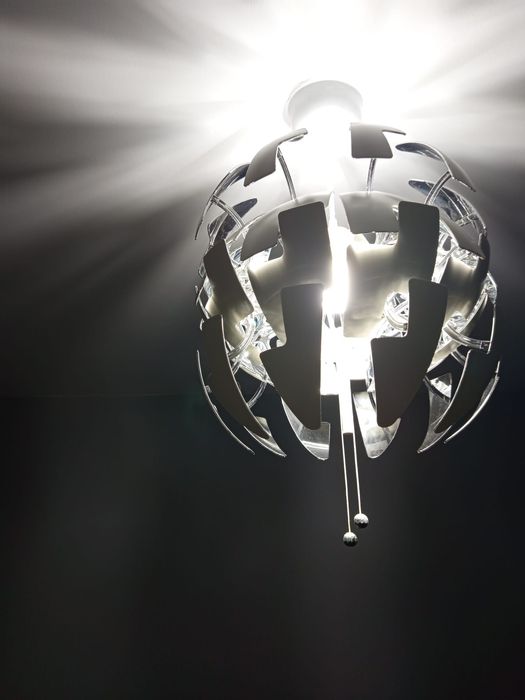 Candeeiro suspenso, branco/prateado, 35 cm