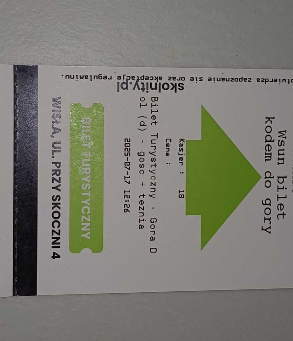 Dwa bilety Tężnia solankowa na dachu, Wisła Skolnity