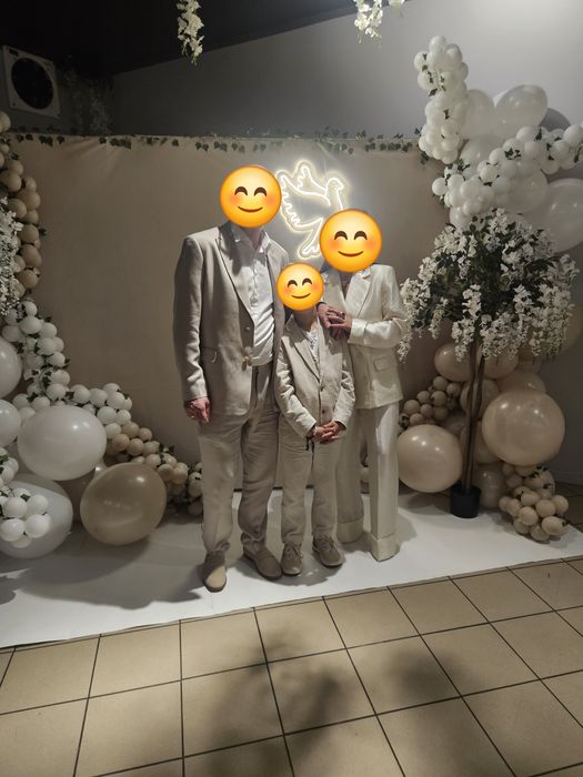 Garnitur  lniany jasny chłopiec 140 H&M