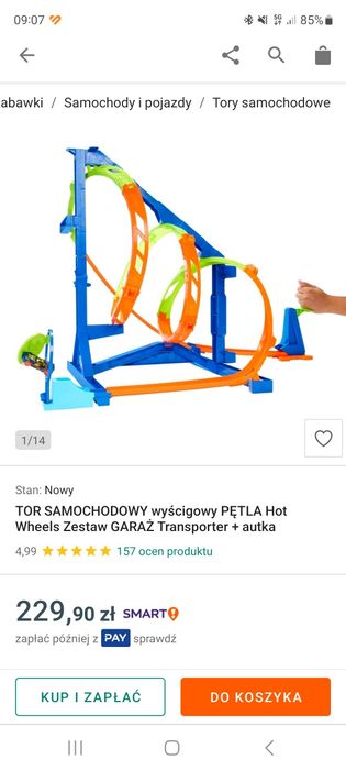 Tor Hot Wheels pętla + wyrzutnia