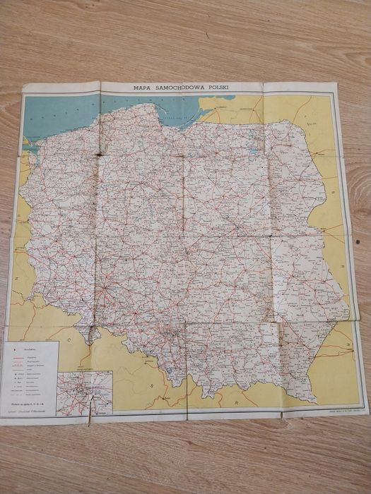 Stara mapa samochodowa z prl-u
