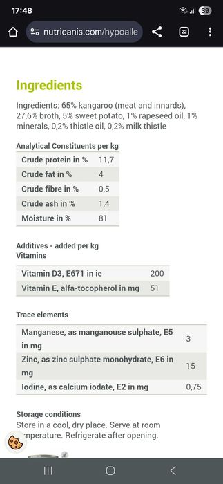 Nutricanis kangur i batat 7x800 g