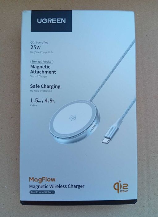Бездротовий зарядний пристрій Ugreen W753 Qi2.2 MagSafe 25W USB-C 1.5 м Magflow Apple Iphone