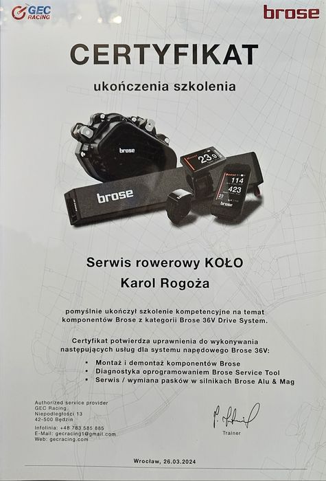 Serwis rowerów elektrycznych / diagnostyka BOSCH YAMAHA SHIMANO SPEED
