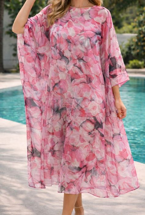 Tunika plażowa, pareo, narzutka, rozm. uniwersalny, różowa