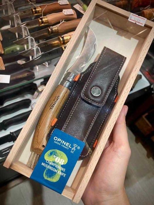 Преміальний подарунковий OPINEL Франція ніж тихий авантюрист опінель №8 VRN з чохлом на пояс у деревяному пеналі (001327), Франція грибний нож грибной