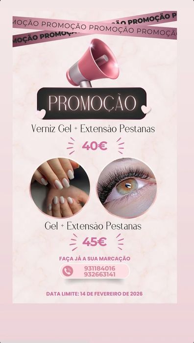 Mega promoção Unhas e Pestanas
