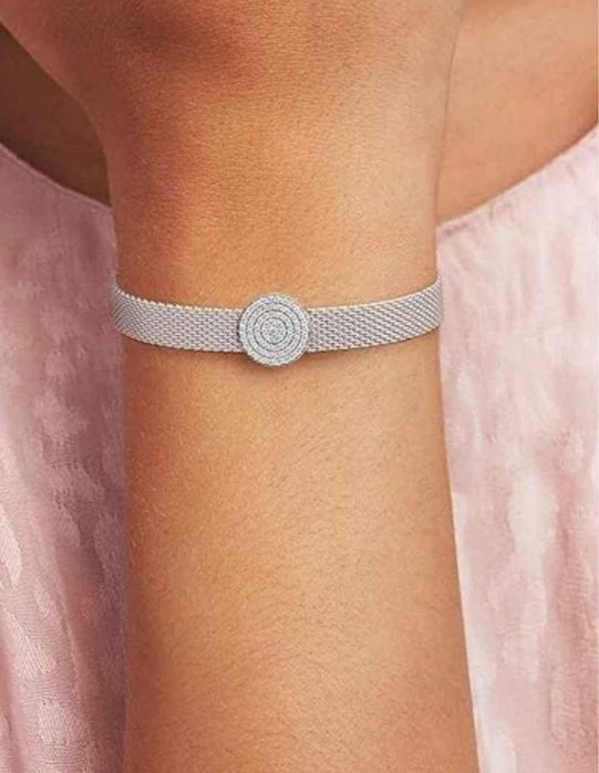 Pandora - Clip Botão Pavé prata