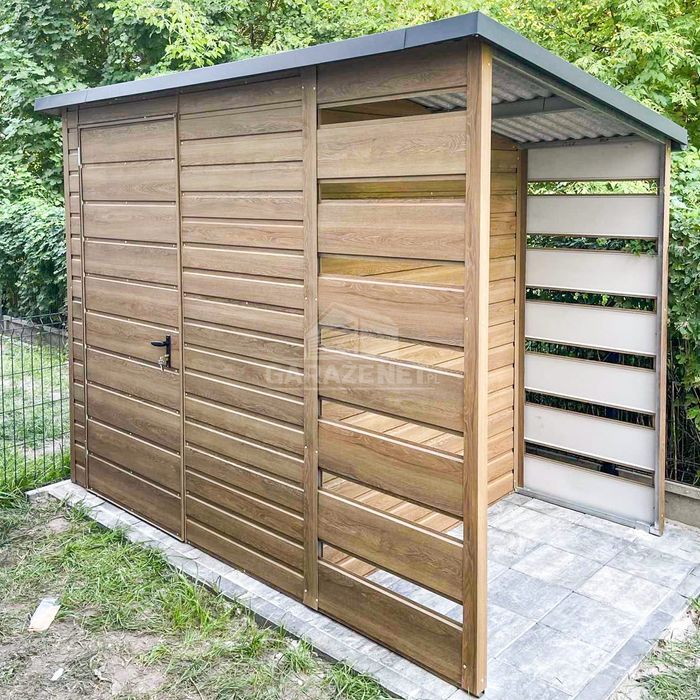 SCHOWEK DOMEK OGRODOWY 2X2M + Wiata 0,8M - Drzwi - Winchester TS756