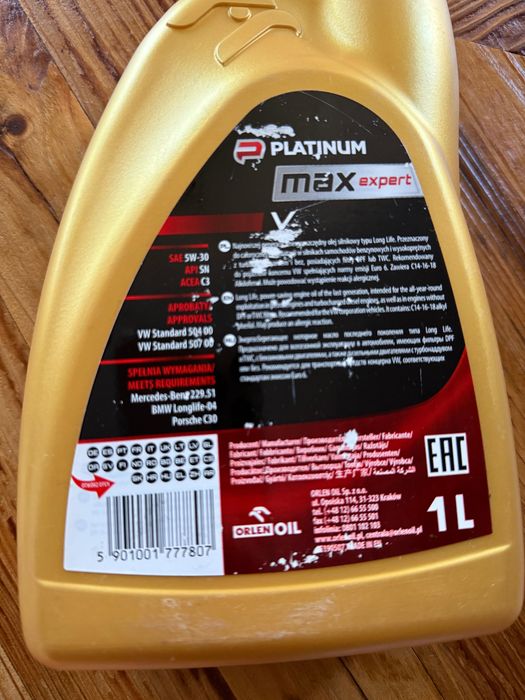 Olej Platinium max Motor Oil 5W-30 1L A3/B4