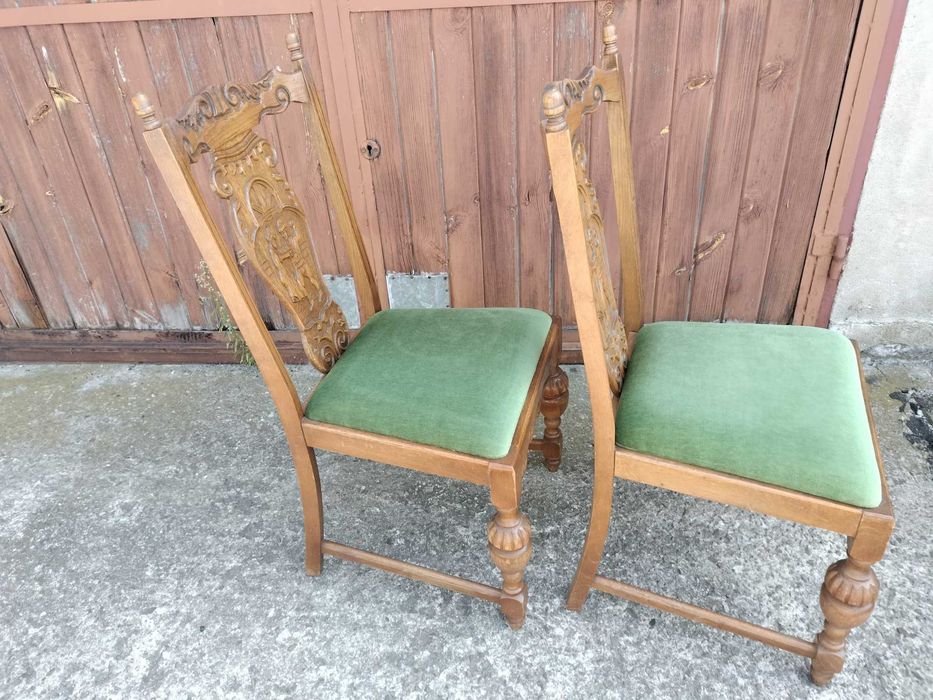 2 piękne drewniane rzeźbione krzesła