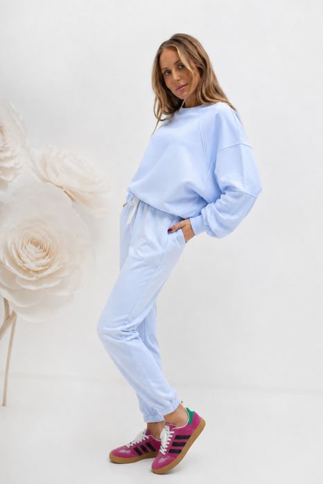 Bluza damska oversize błękitna BASIC SHORT z stoperem Lenoshka rozmiar uniwersalny