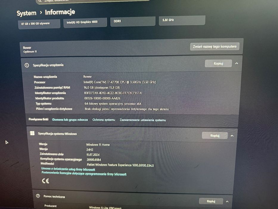 Komputer Intel Core i7-4770 3.40GHz, 16GB RAM, SSD223GB, SSD372GB