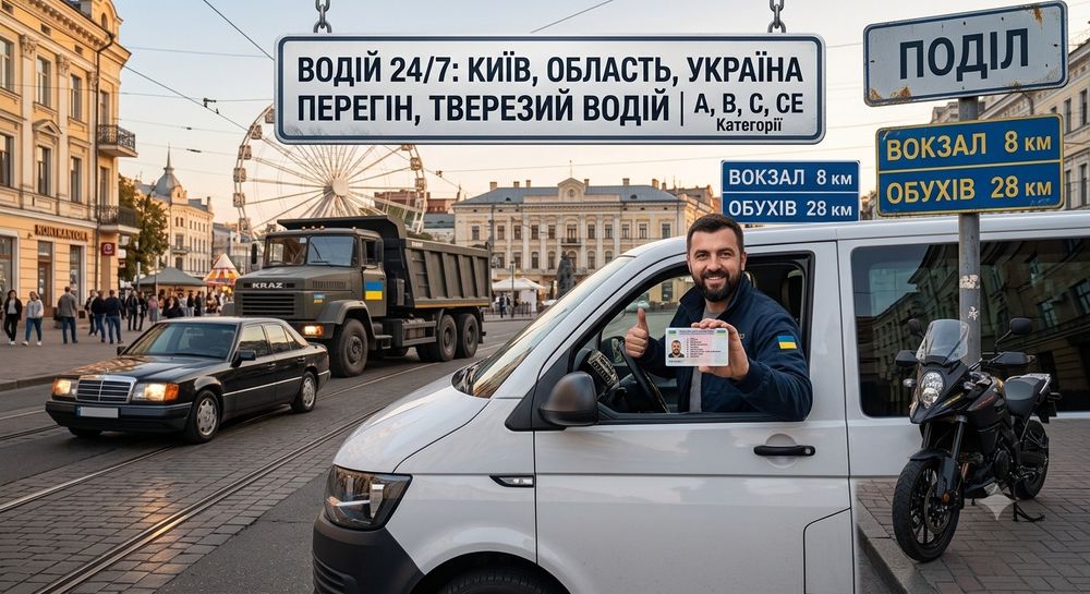 Професійний Водій: Тверезий Керманич, Перегін Авто, Допомога в Дорозі. Київ та Область.