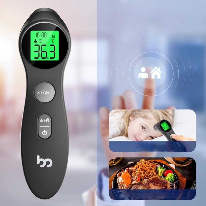 Termometr bezdotykowy na podczerwień czołowy czarny precyzyjny obiekt