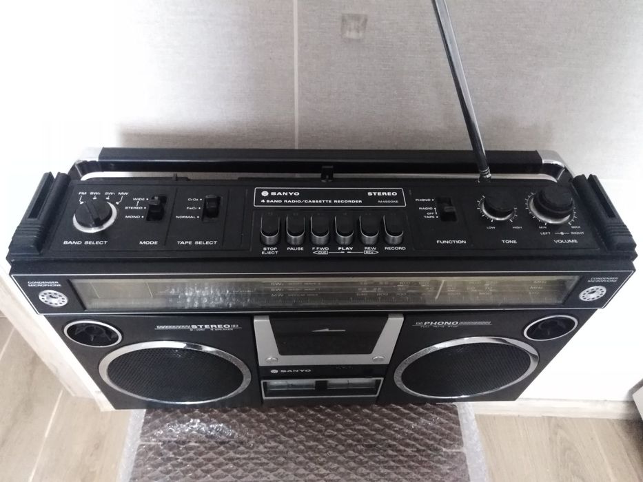 Винтажный радио магнитофон, Sanyo M4500ke, 1980г. Оригинал, Япония