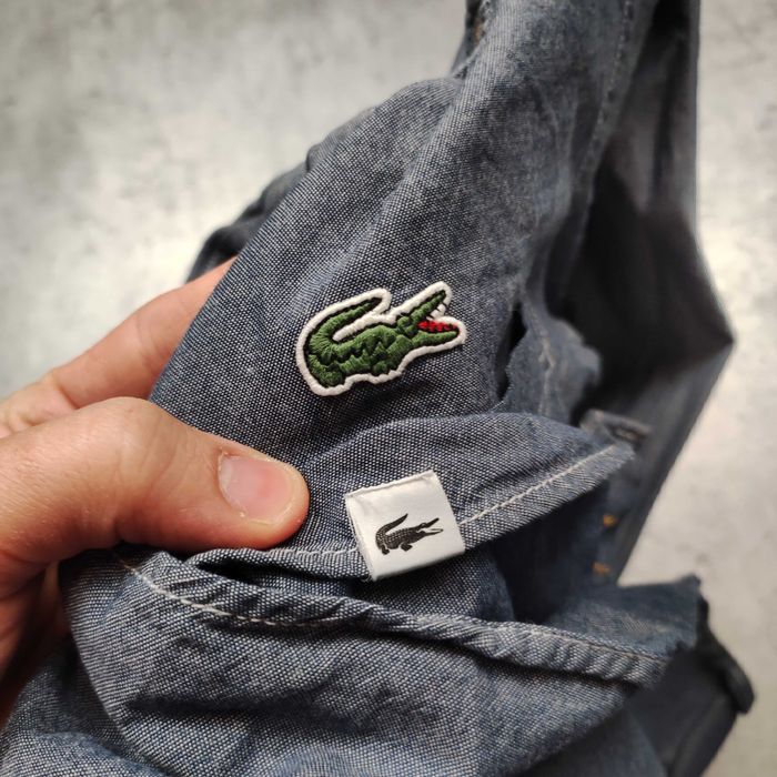 MĘSKA Koszula Elegancka Casual Bawełna PREMIUM Kieszonka Lacoste Haft