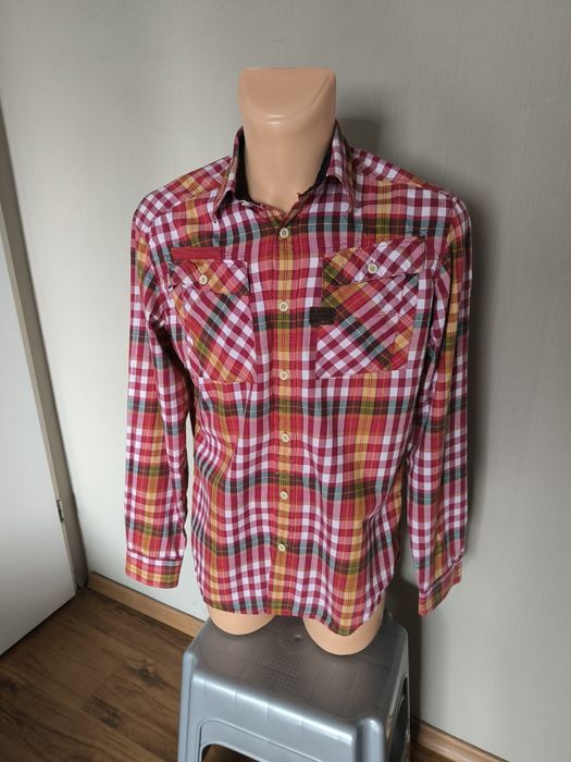 G-Star Raw koszula męska w kratkę L Cargo Line czerwona