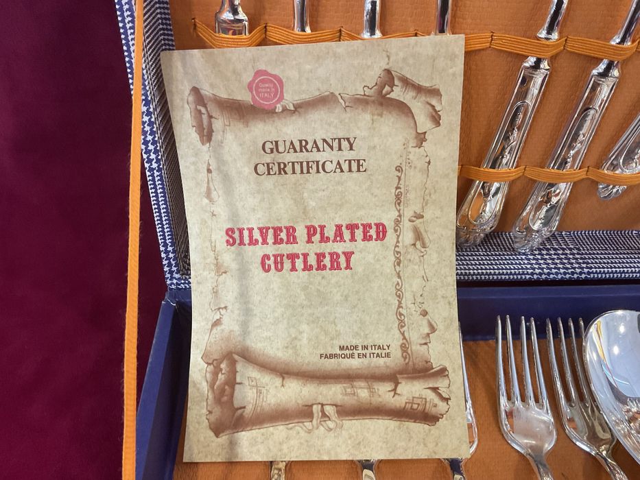 Serviço de talheres italiano banhado a prata 48 peças