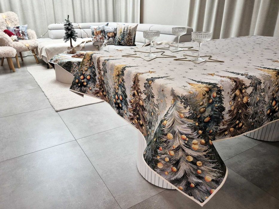 Obrus świąteczny 140x280 cm gobelinowy 1387FN