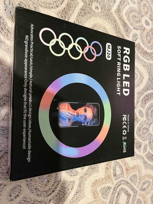 Кільцева RGB лампа 26 см MJ26. Пульт керування та живлення від USB.