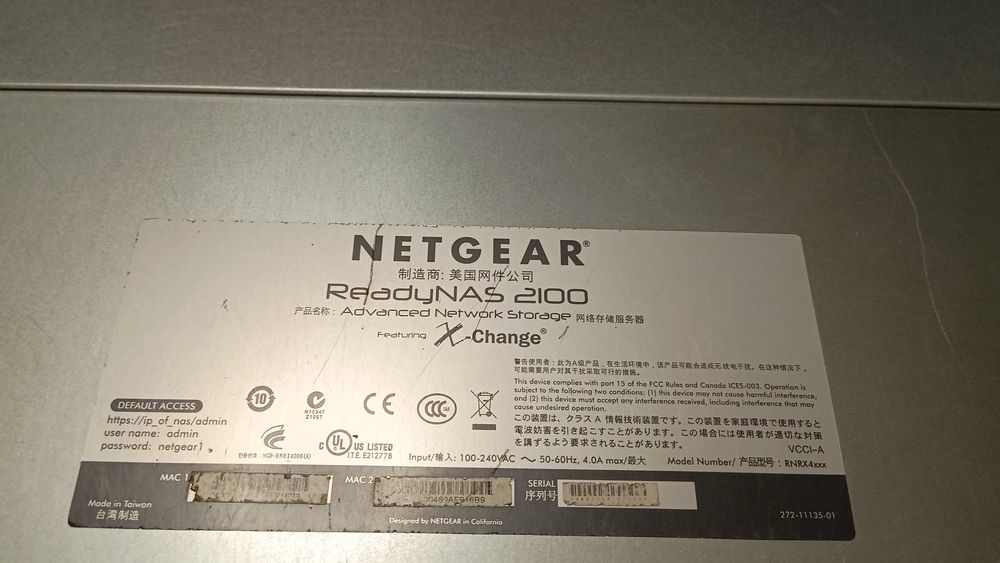 NETGEAR ReadyNAS 2100 – 4x 3 TB HDD, Rack 1U