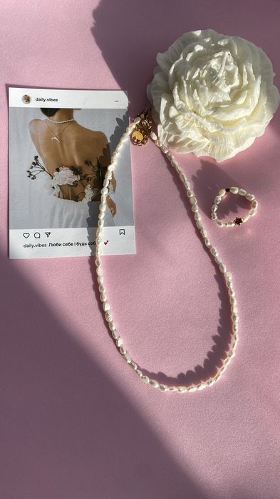 Намисто з тендітних перлин .Чокер.Натуральні перлини.Ручна робота