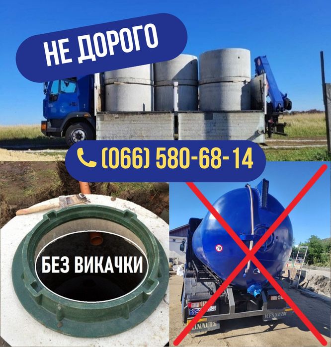 Септик бетонний | Копка ями  підключення в будинок М400, 5,7.5,21 м3