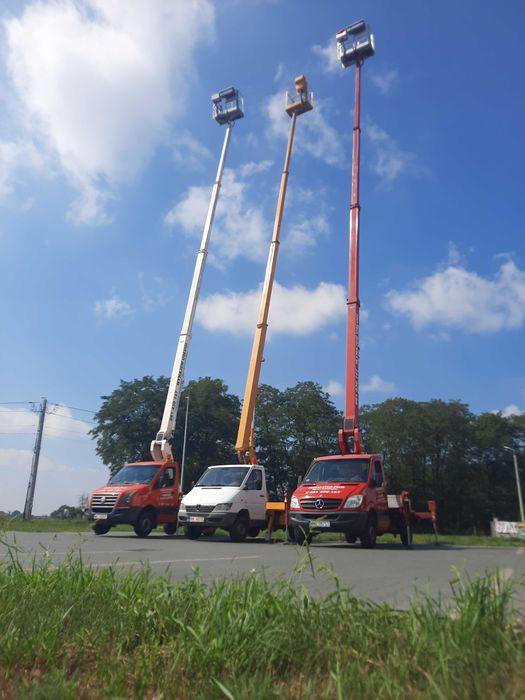 Podnośnik koszowy Warszawa, zwyżka, dźwig, wycinka drzew, wymiana lamp