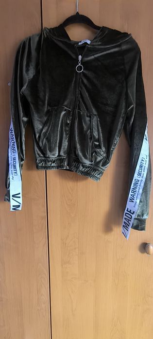 Bluza z kapturem welurowa sweter xs s