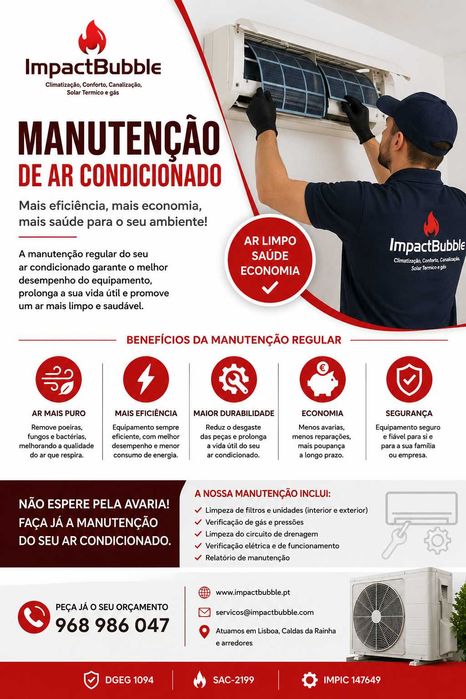 MANUTENÇÃO DE AR CONDICIONADO CERTIFICADA  Respire ar limpo, poupe energia e evite avarias!