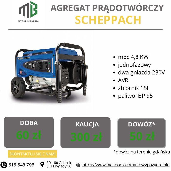 Wynajem Agregat prądotwórczy / Wibrator do betonu