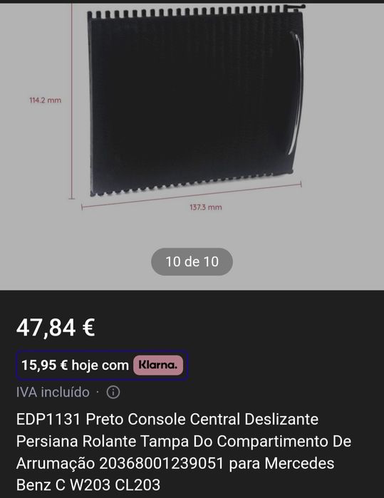 Mercedes Consola Central Deslizante Persiana