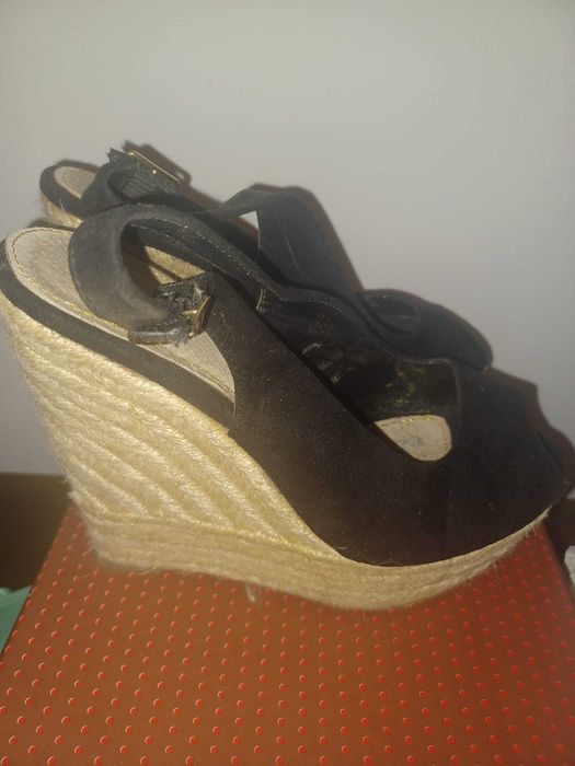 Black Wedge Sandals