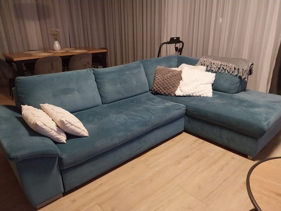 Narożnik kanapa kolor morski/niebieski