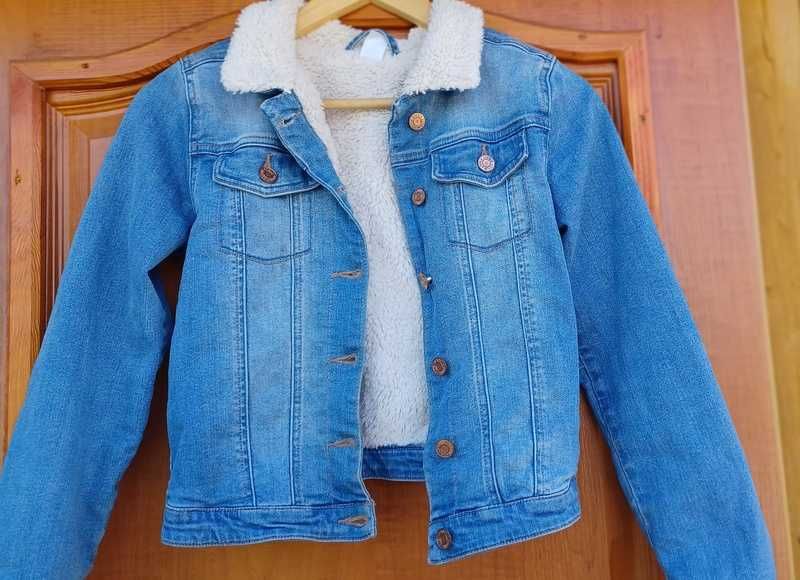 H&M, kurtka jeans ocieplana, Stan idealny, rozmiar 146