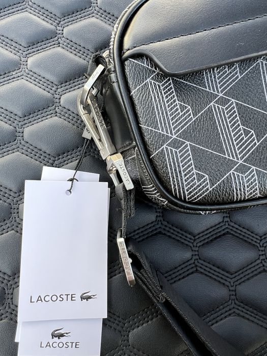 Чоловіча сумка Lacoste чорна через плече | стильна месенджер | нова