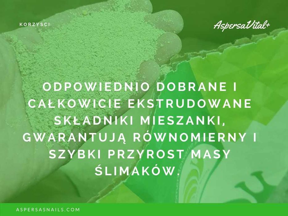 Pasza dla Ślimaków AspersaVital+odchów Hodowla Tansport Gratis