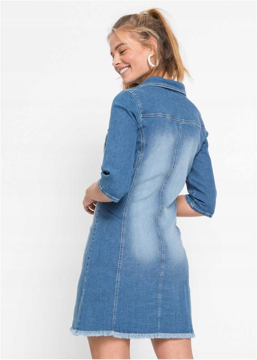 AE6147 sukienka jeansowa z kołnierzykiem 36.