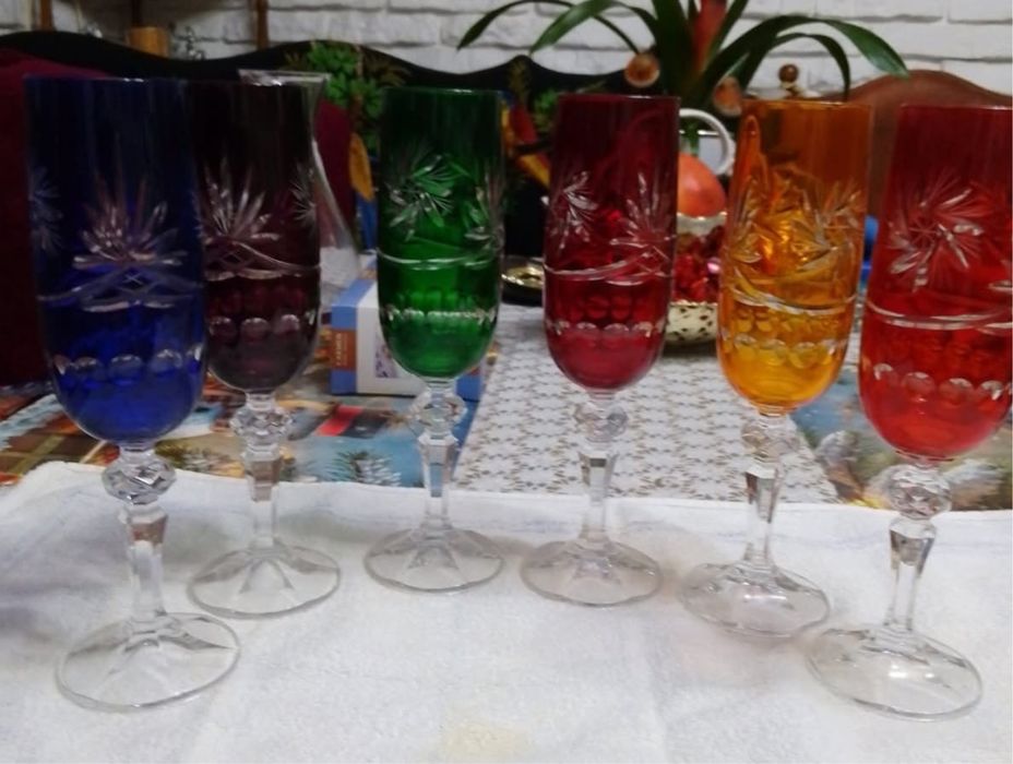 Kryształowe kieliszki ręcznie szlifowane, unikat .